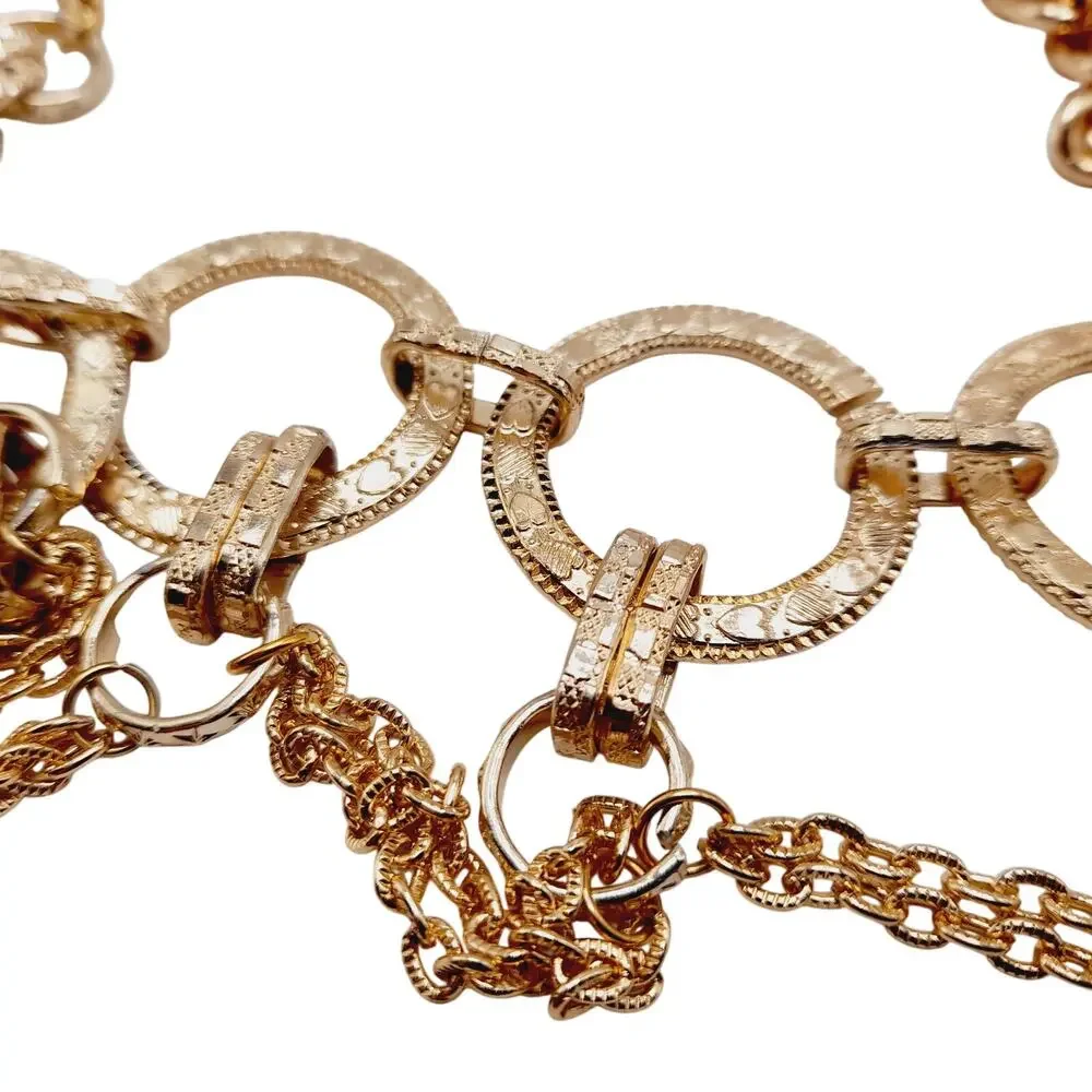 Vintage Gold Tone Chain Belt Hong Kong Long Statement Belt 39 Inch